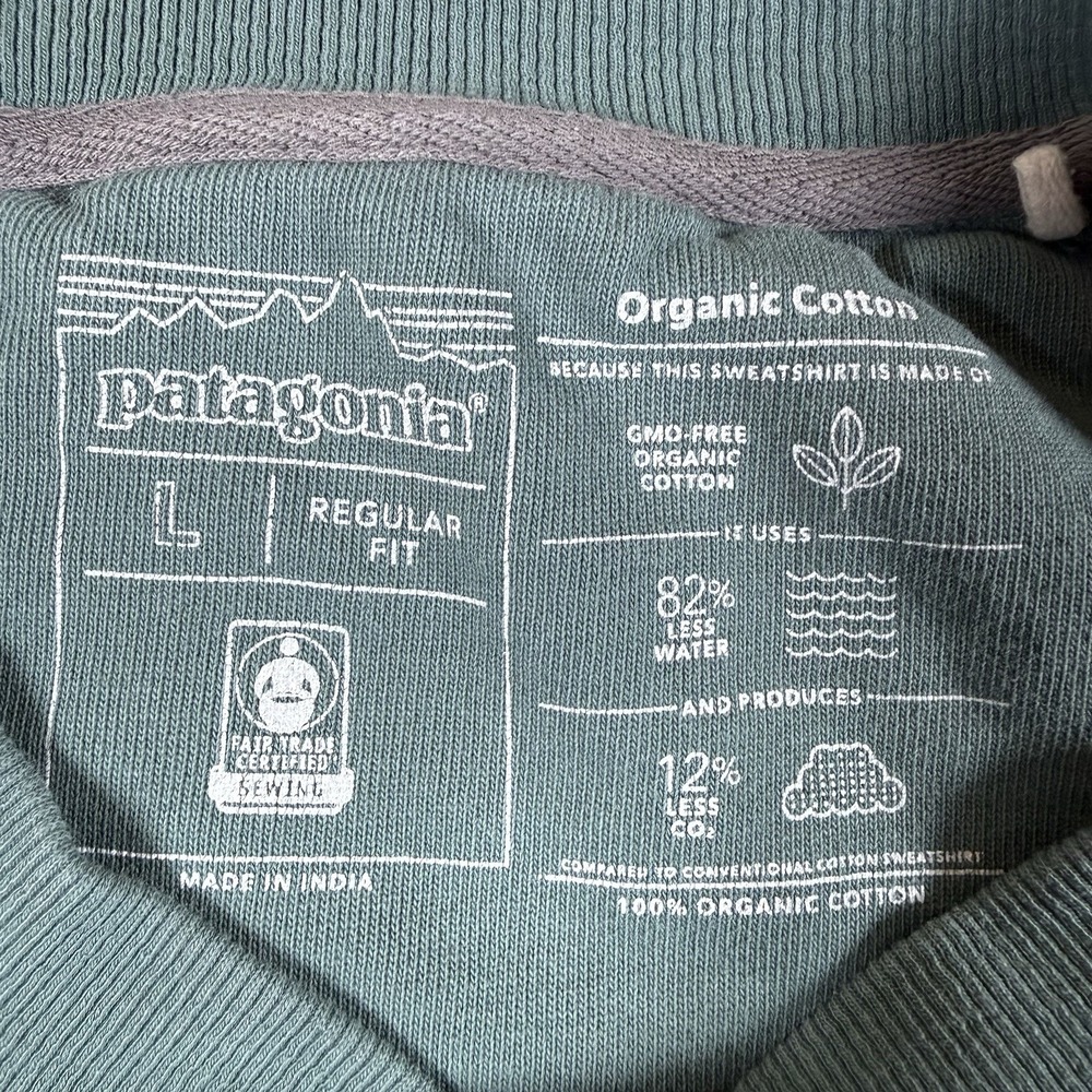 Patagonia Sweatshirt Women's Large Green Regular Fit Pastel P-6 Organic Cotton - Picture 3 of 5